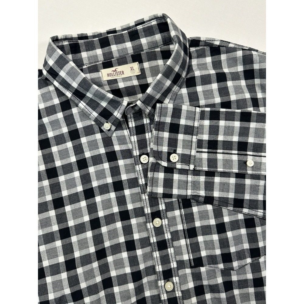 Hollister Button Down Shirt Youth Size‎ XL Black/White Long Sleeves